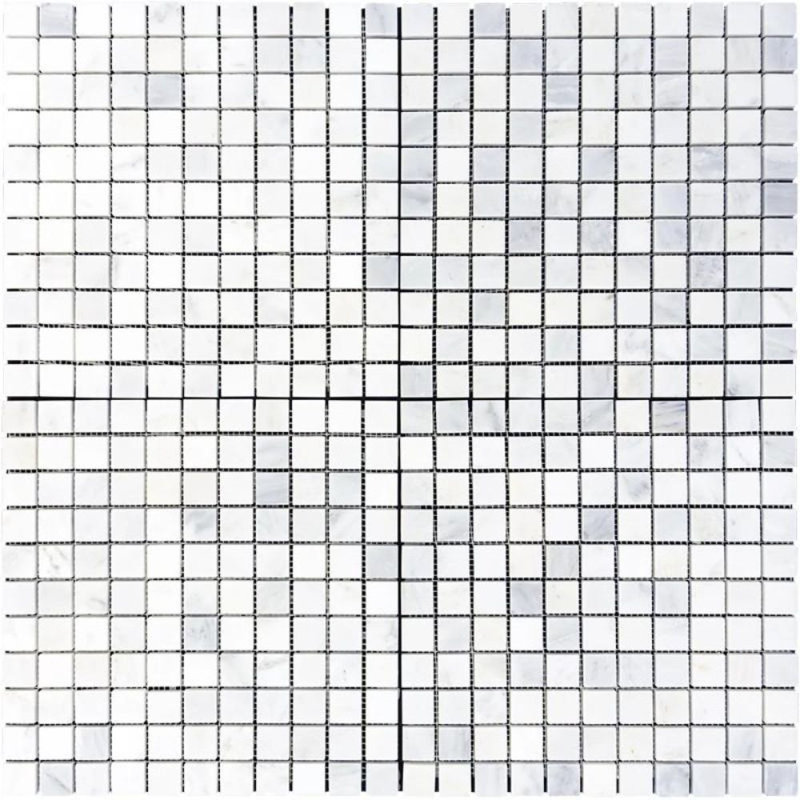 1" x 1" Marble Grid Mosaic Wall & Floor Tile, Honed Oriental White