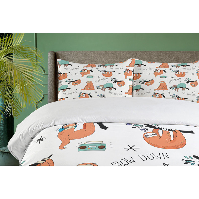 Sloth Eclectic Polyester Duvet Cover, Twin