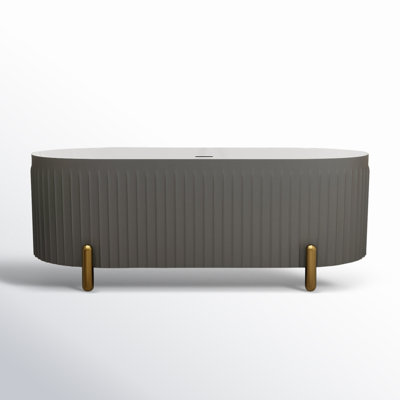 Colour 67" L x 31" W Fluted Freestanding Soaking Acrylic Bathtub with Chrome Drain and Overflow