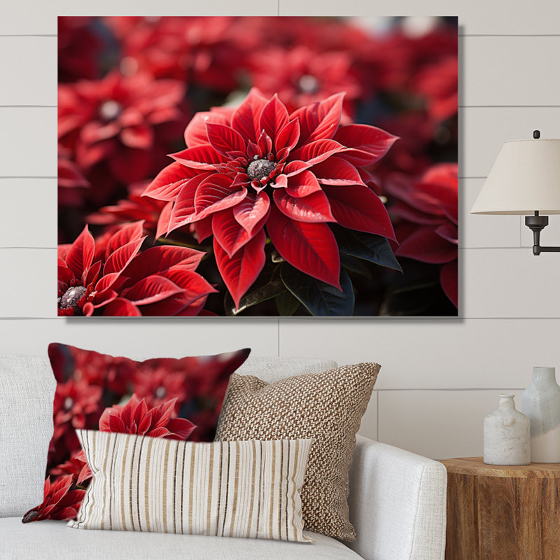 «Red Poinsettias Field I», reproduction sur toile, H 12 po x l 20 po x P 1 po, Toile tendue