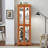 Lighted Glass Curio Display Cabinet With Wood Frame, Ideal For Showcasing Collectibles And Enhancing Home Decor In Living Rooms Or Kitchens.