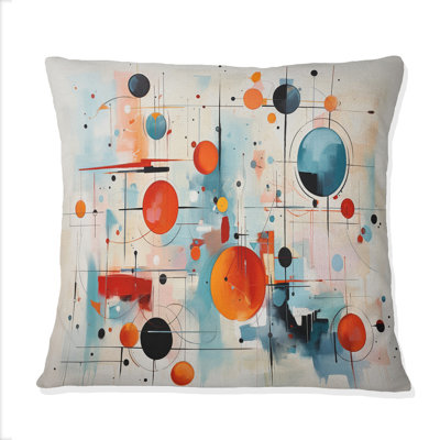 Colorful Mid Century Abstract Atomic II - Abstract Midcentury Printed Throw Pillow
