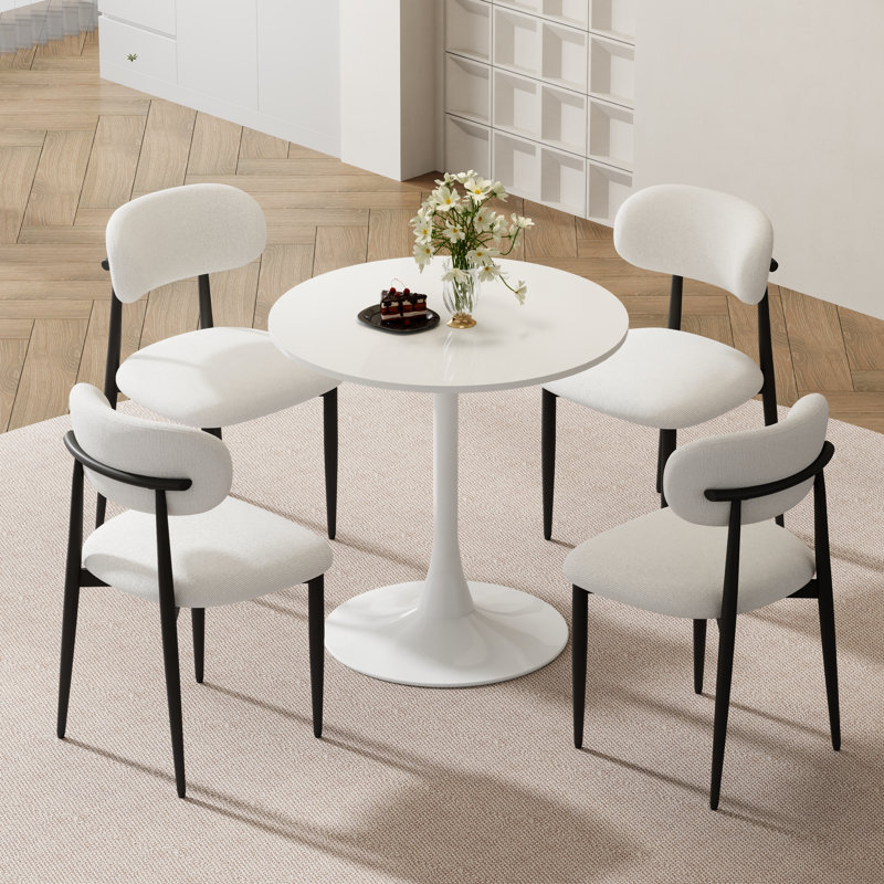 Ensemble de salle à manger Mid-Century, Brun / Noir, Ensemble de trois pièces : table, deux chaises, Beige