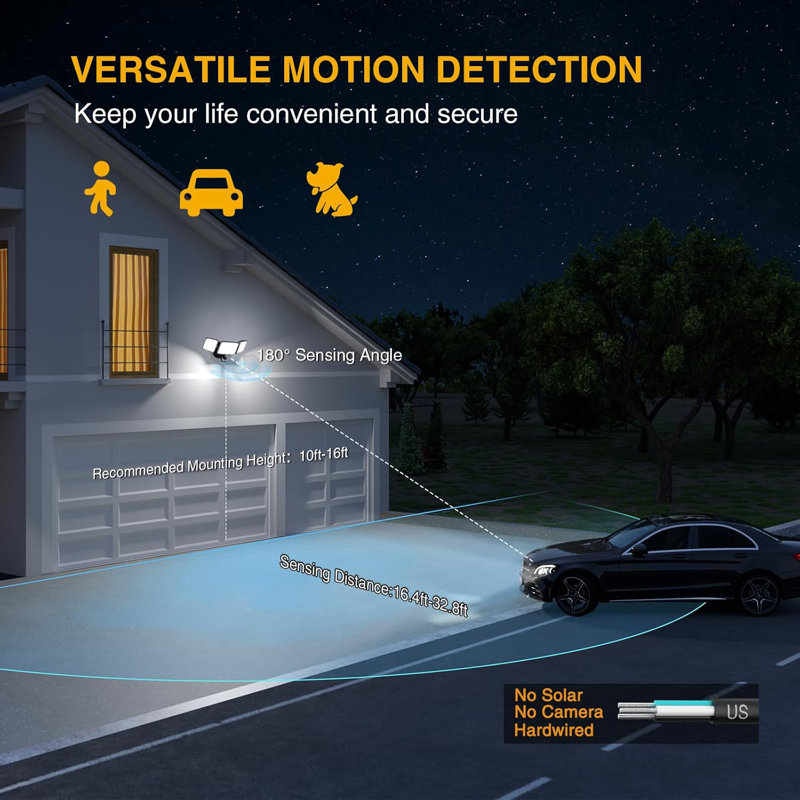 100W Led Security Lights With Motion Sensor, 9000Lm Super Bright Outdoor Floodlight, Ip65 Waterproof Hardwired Exterior Light For Garage Yard Driveway
