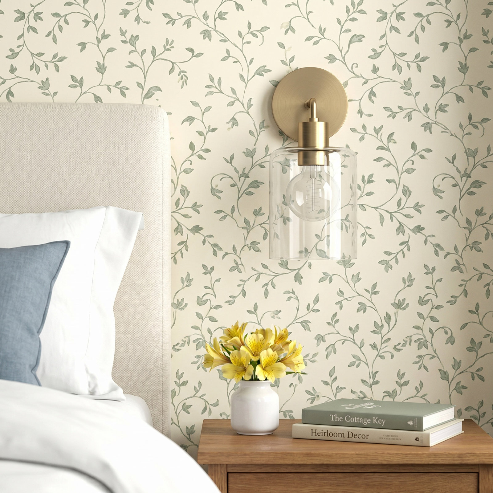 Single Light Glass Dimmable Armed Sconce, Aged Brass
