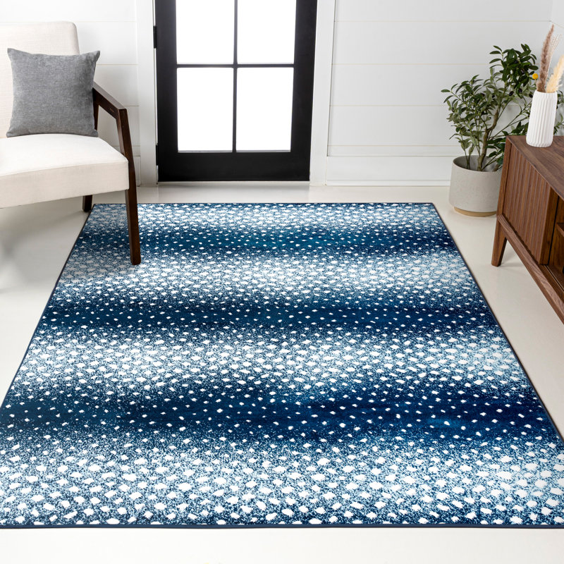 Tapis bleu marine / crème Allerie, Rectangle 4pi x 6 pi