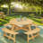 Kate Round Wooden Picnic Table,8 Person Table w/4 Built-in Benches-100009931