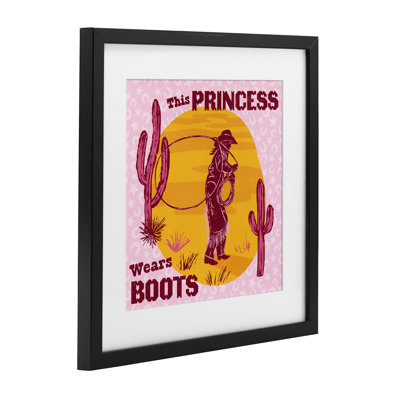 This Princess Wears Boots Framed Print Under Glass, design by Diane Labombarbe