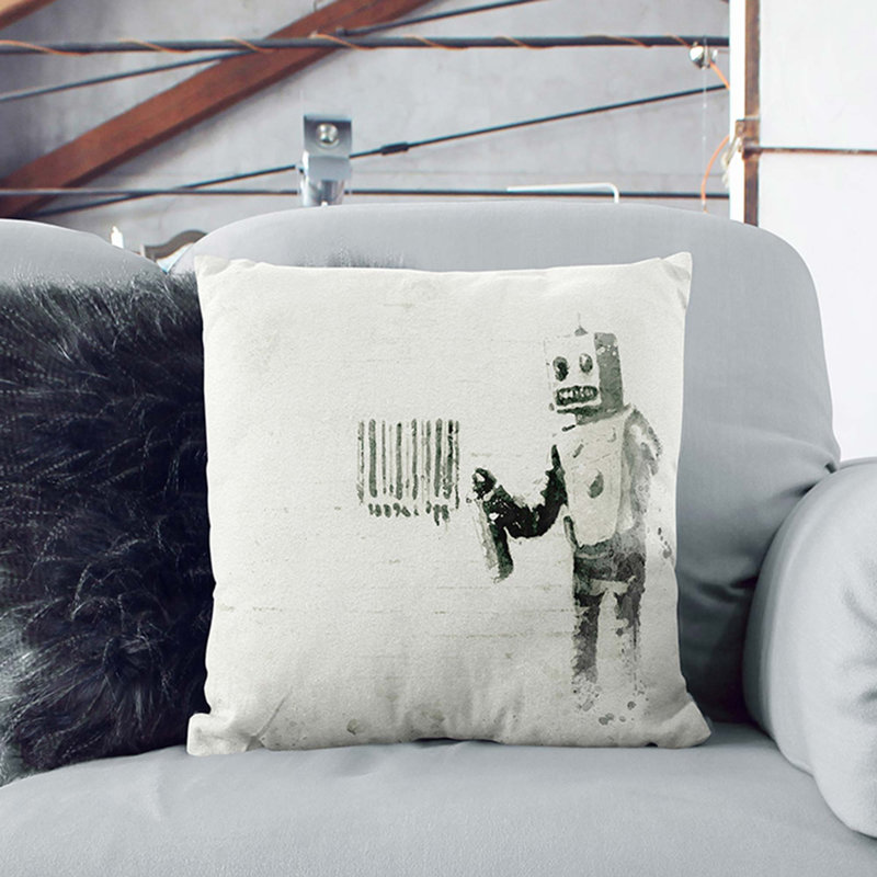 Square Throw Cushion, Stone, 40cm H x 40cm W x 15cm D