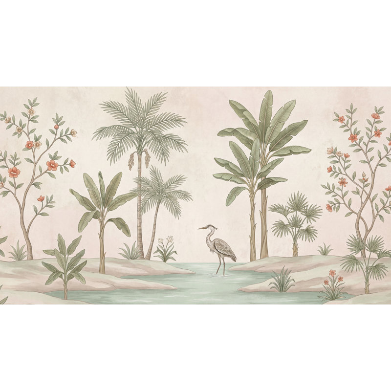 Papier peint floral tropical, Non-Woven Nonpasted, 120" x 96"