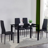 4 - Person Glass Top Four Leg Dining Set