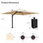 Parasol rectangulaire en porte-à-faux à manivelle avec base relevable 108 po x 144 po Kris, beige-923527584