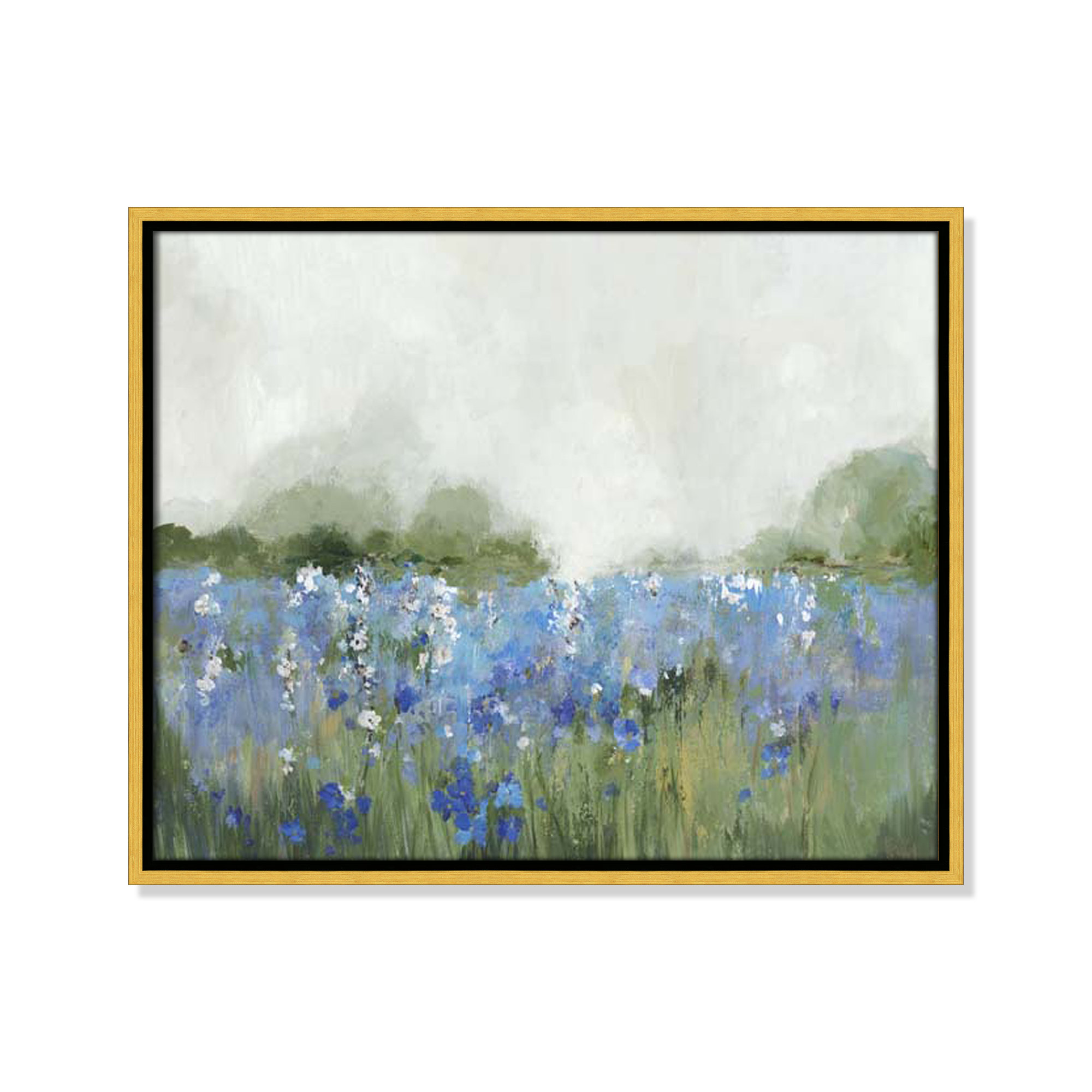 Meadows Bluebells Field by Allison Pearce, 17.5" H x 21.5" W x 2" D, Gold Framed
