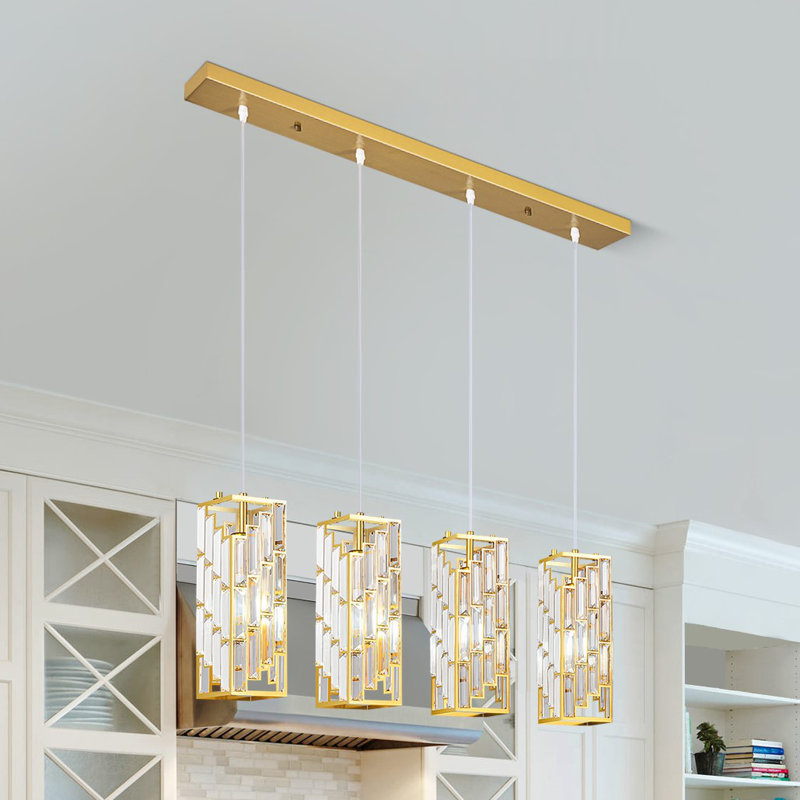 Dayzia 4 - Light Pendant Modern Pendant Light, Mini Crystal Chandeliers,Adjustable Pendant Light Fixture for Kitchen Island Dinning Room Bedroom