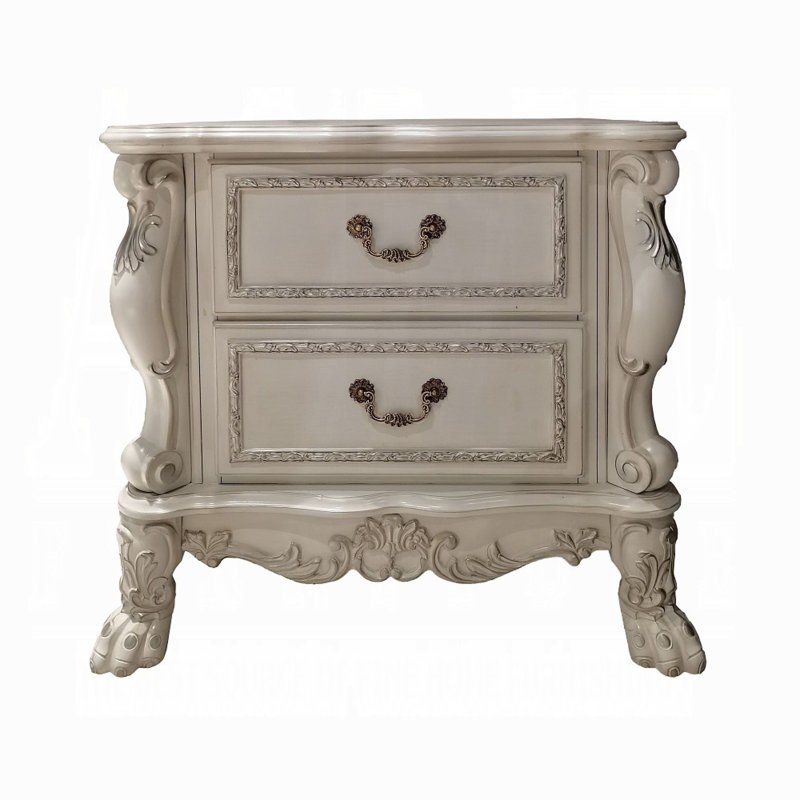 Table de chevet Dresden, Blanc os