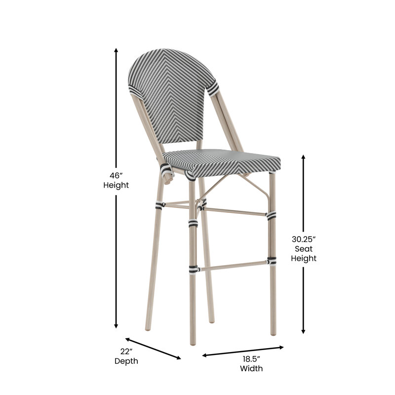 Tabourets de bar bistro empilables d'intérieur / d'extérieur de 30 po de qualité commerciale, Gris / naturel clair