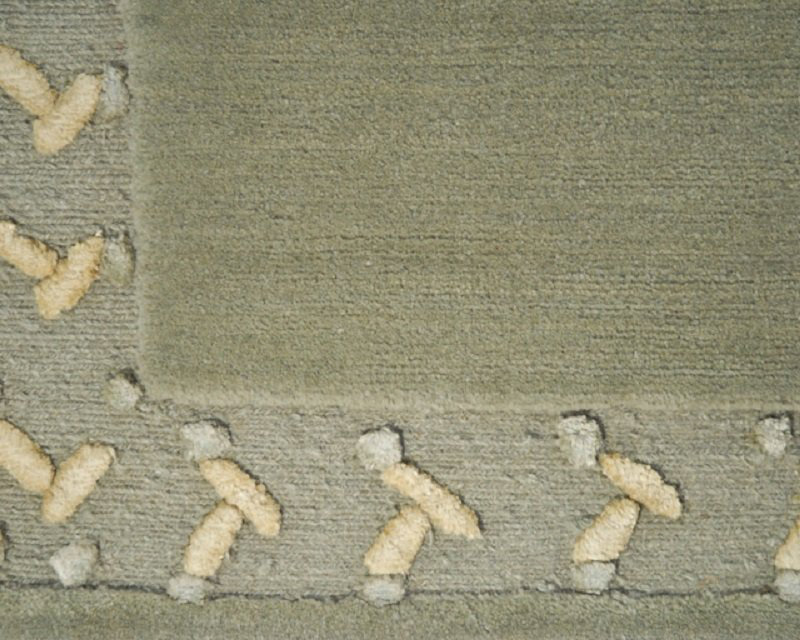 Doodles Wool Oriental Area Rug in Green, Rectangle 6' x 9'