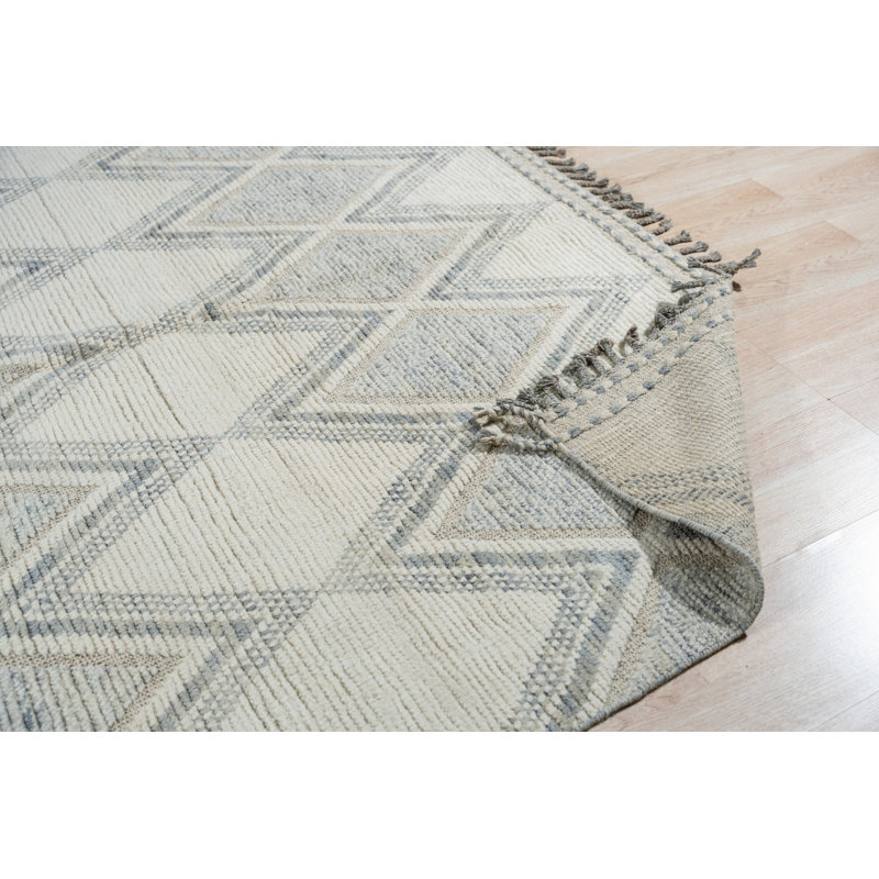 Elegant Marrakech Beige Hand-Knotted Wool Contemporary Transitional Area Rug