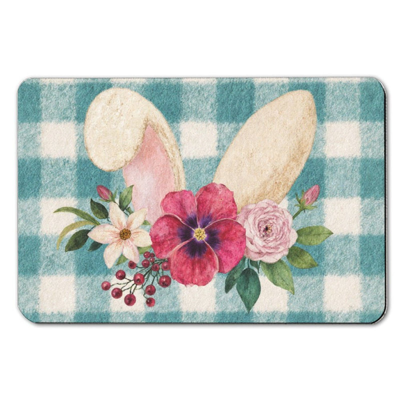 Tapis de bain Floral Bunny Ears, 16 x 24 po, Oreilles de lapin roses et vertes