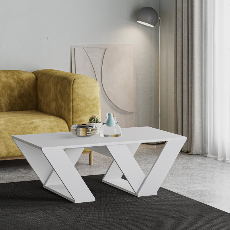 Aiysha Cross Legs Coffee Table, White