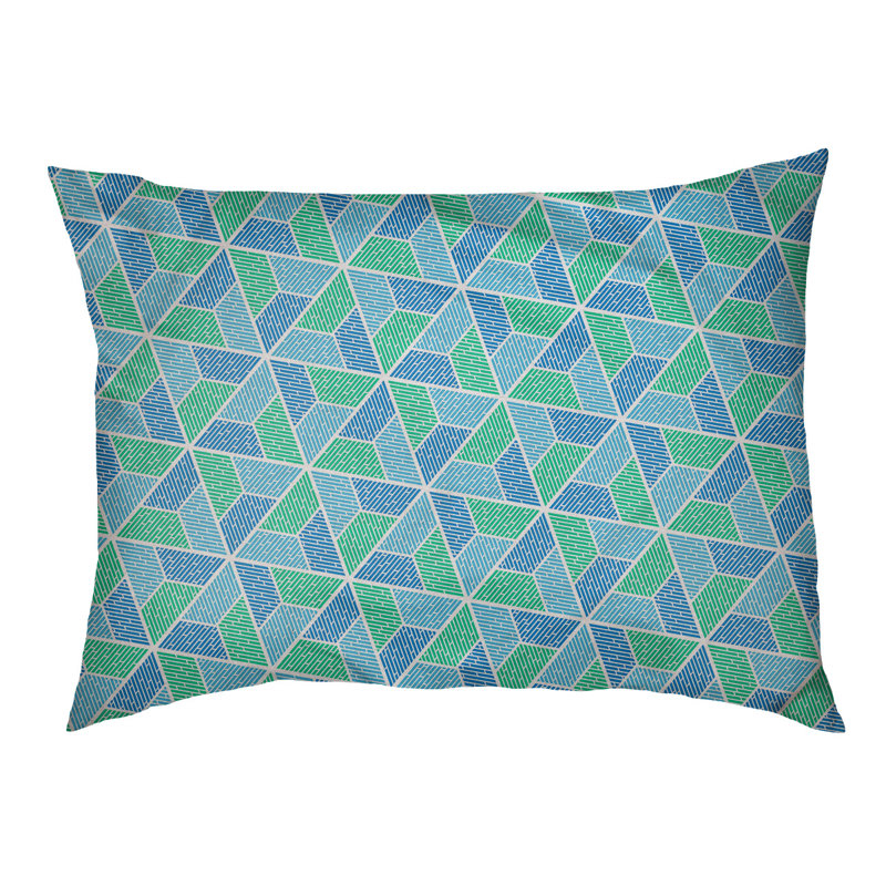 Coussin pour chien Byrge Trapezoids, Grand (l 40 po x P 30 po x H 32,5 po), Bleu / vert