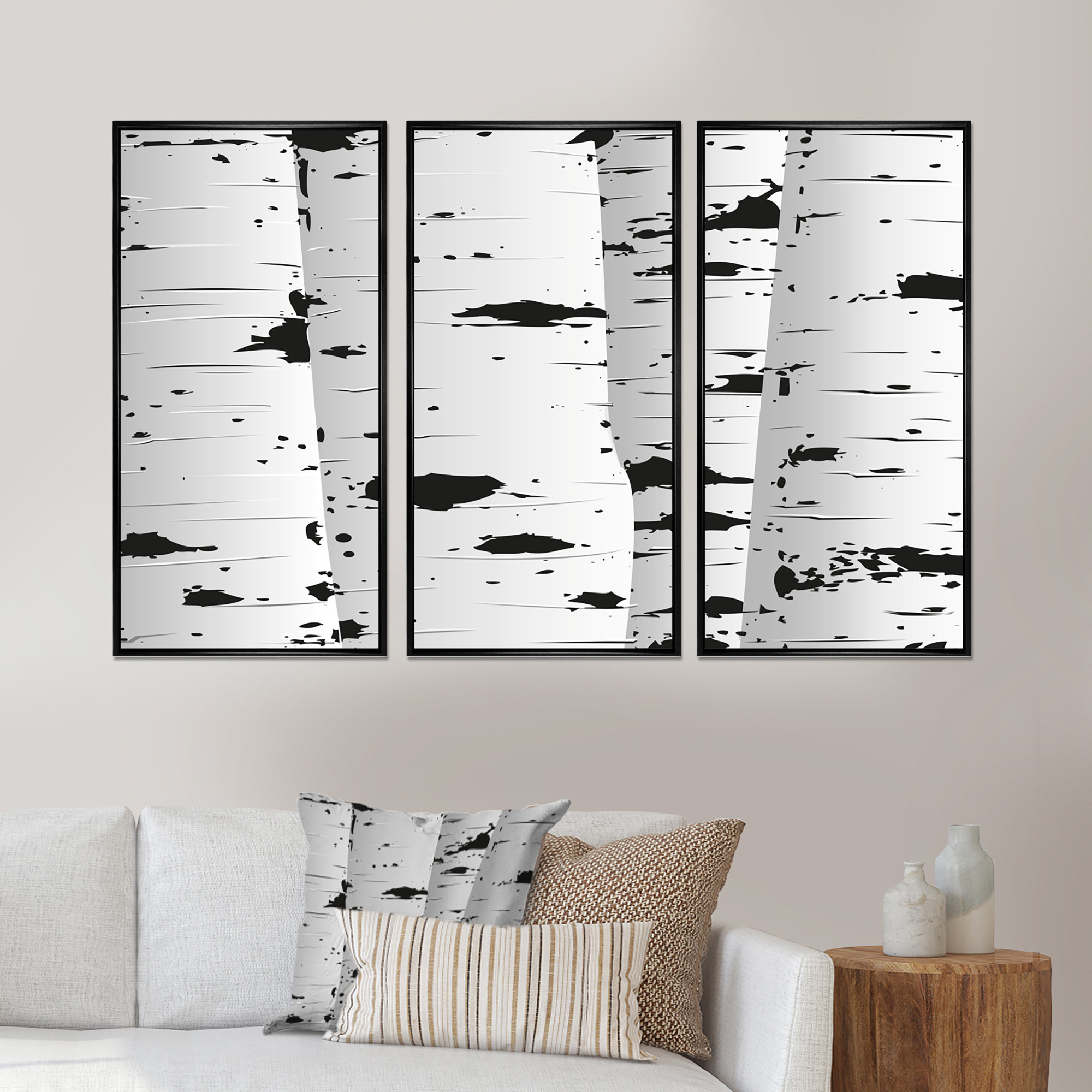 framed birch tree wall art