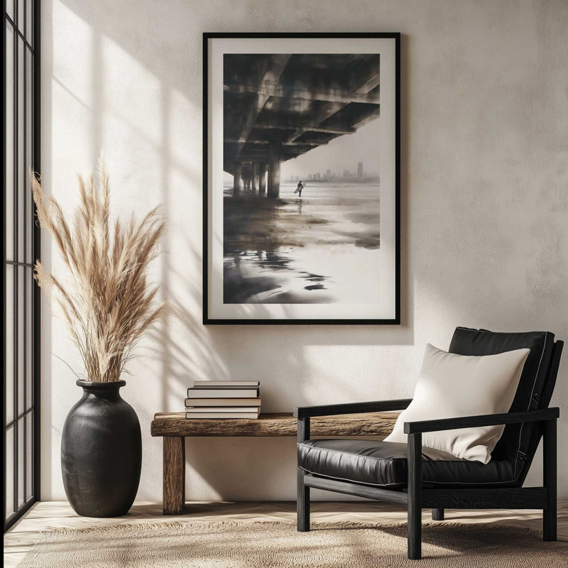 Under the Pier, reproduction encadrée, 15.25" H x 12.25" W, Polished Chrome