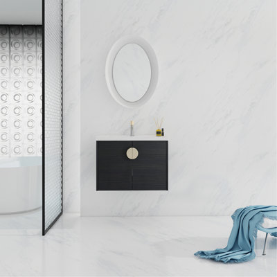 Meuble-lavabo luxueux avec portes à fermeture en douceur et beaucoup de rangement, pour une salle de bain élégante et fonctionnelle.