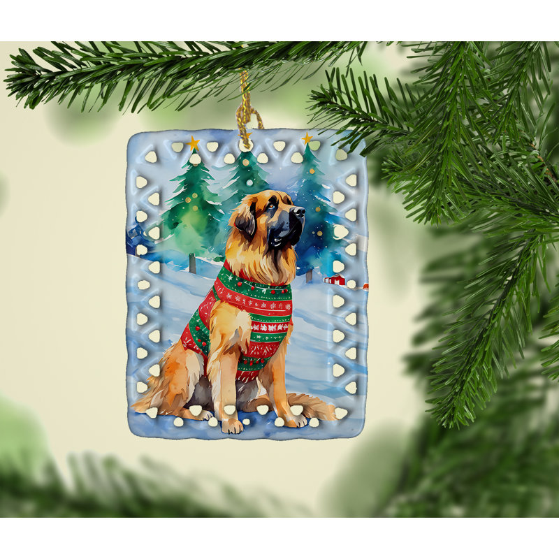 Ornement en porcelaine de Noël Leonberger, Leonberger 3513