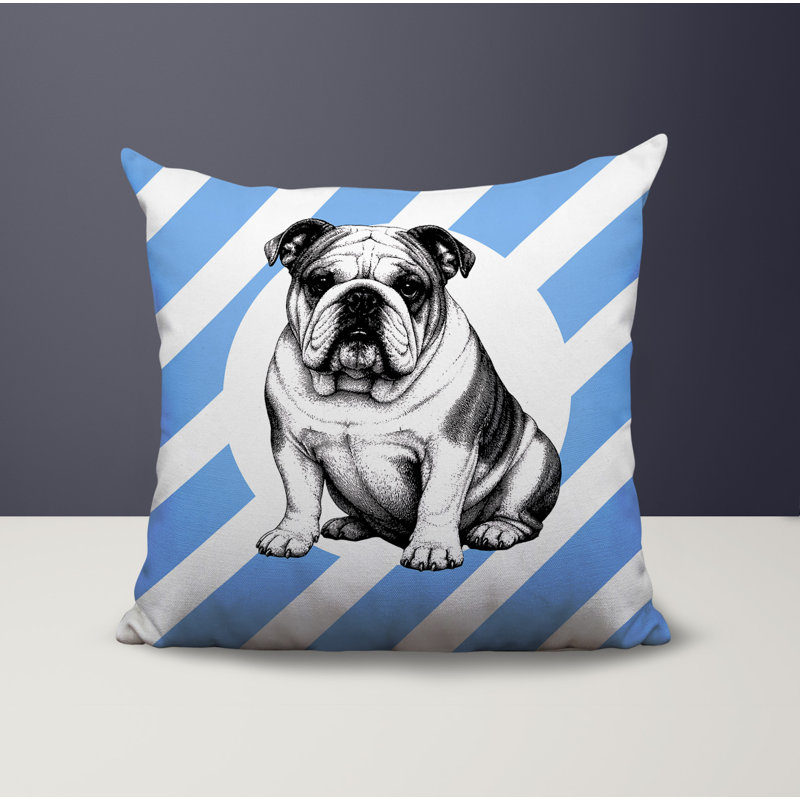 Oreiller réversible intérieur / extérieur Bulldog, 18x18, Bleuet des champs