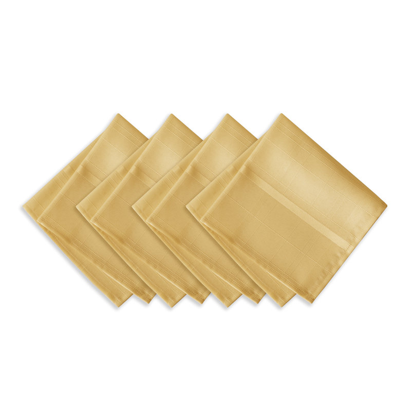 Ramiro Polyester Plaid Square Napkin, Ribbon Gold