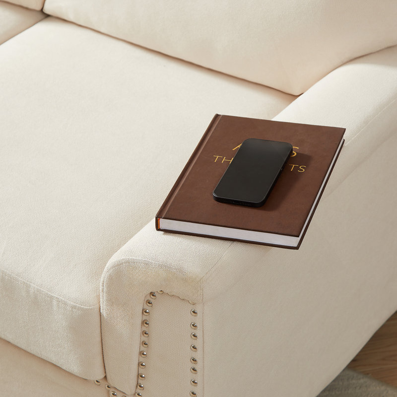 82-Inch Modern 3-Seater Sofa With Compressed Snowfleece Fabric For Living Room, Bedroom, And Office Use., Beige