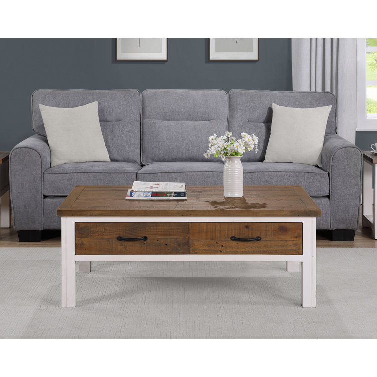 Splash Of White Solid Wood Legs Coffee Table with Storage