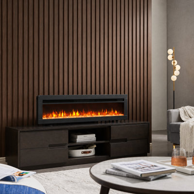 DILTON FLAMEKO Black Electric TV Stand