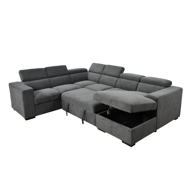 123" Oversized Sectional Sleeper Sofa U Shaped Sleeper Sofa Bed With Pull Out Couch Bed And Storage Chaise
