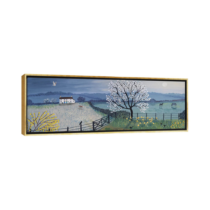 «Spring Moon» par Lori Earley - reproduction de photo, H 20 po x l 60 po x P 1,5 po, Toile encadrée d'or