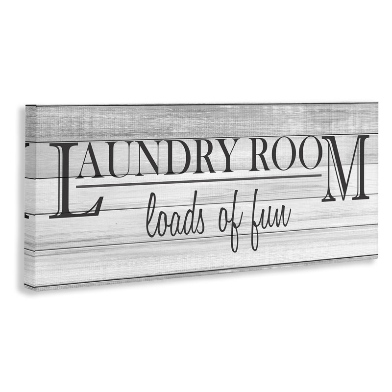 Fun Laundry Room Funny Word Bathroom Design - Graphic Art Print on Canvas, 10" H x 24" W