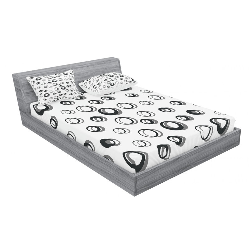 Microfiber Geometric Sheet Set, Queen Sheet Set with Fitted Sheet