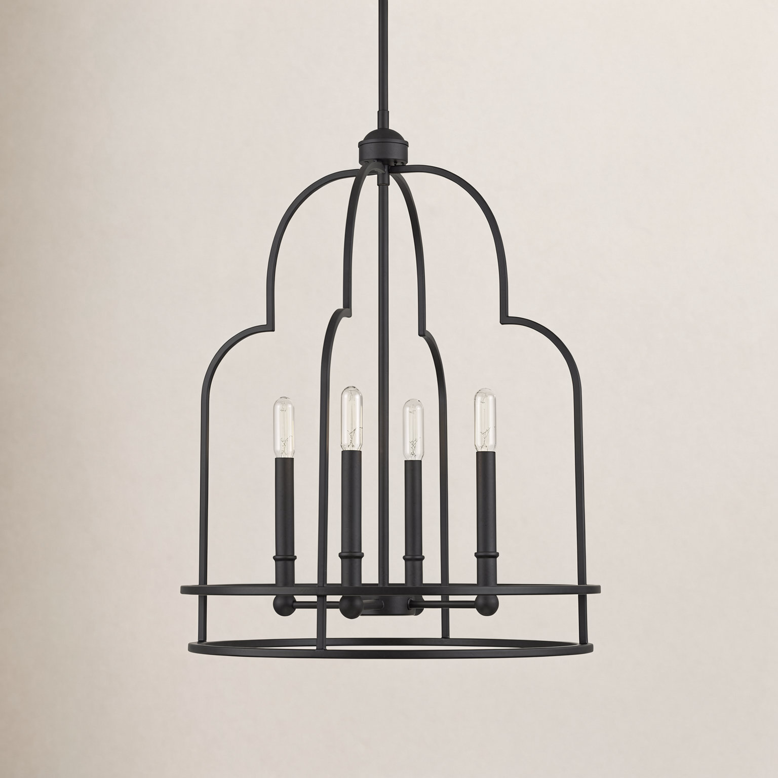 Dimmable 4-Light Pendant, Matte Black