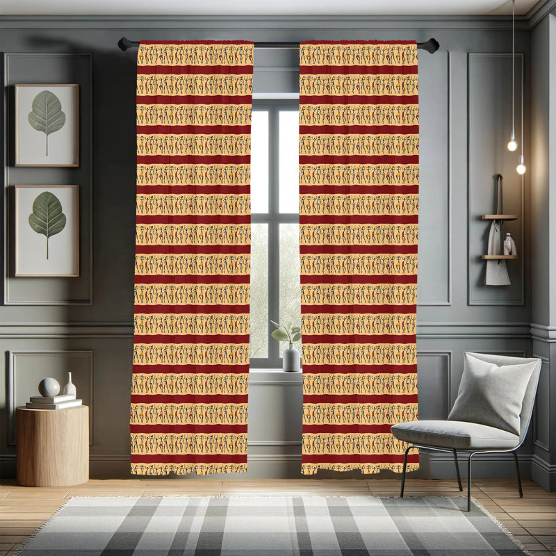 African Semi-Sheer Rod Pocket Sliding Panel, 28" x 95"