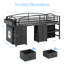 Lit mezzanine pour enfant avec 7 tiroirs, lit mezzanine bas avec rangement intégré, lit plateforme gain de place pour chambre à coucher-58821611