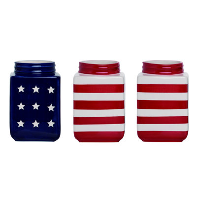  Dolomite 8 in. Multicolor Square Patriotic Container Set of 3