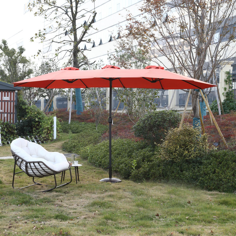 Parasol d'extérieur en métal pour patio, Orange