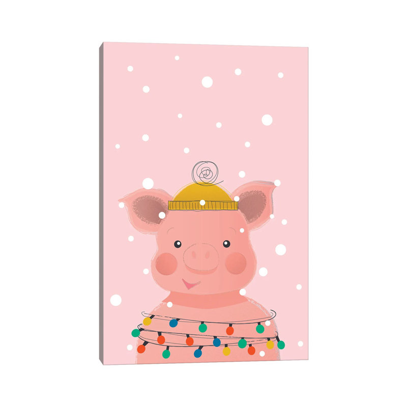 Christmas Animals Cute Pig by Show Me Mars - Gallery-Wrapped Canvas Giclée on Canvas, 66.04cm H x 45.72cm W, Wrapped Canvas