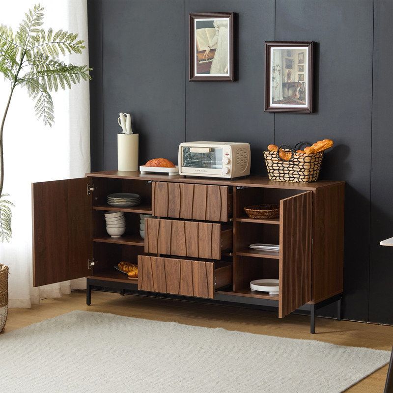 Large dark oak sideboard with 3 drawers and a single opening, kitchen/living room/storage cabinet