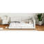 Lit tapissier grand avec structure robuste et confortable en lin beige
