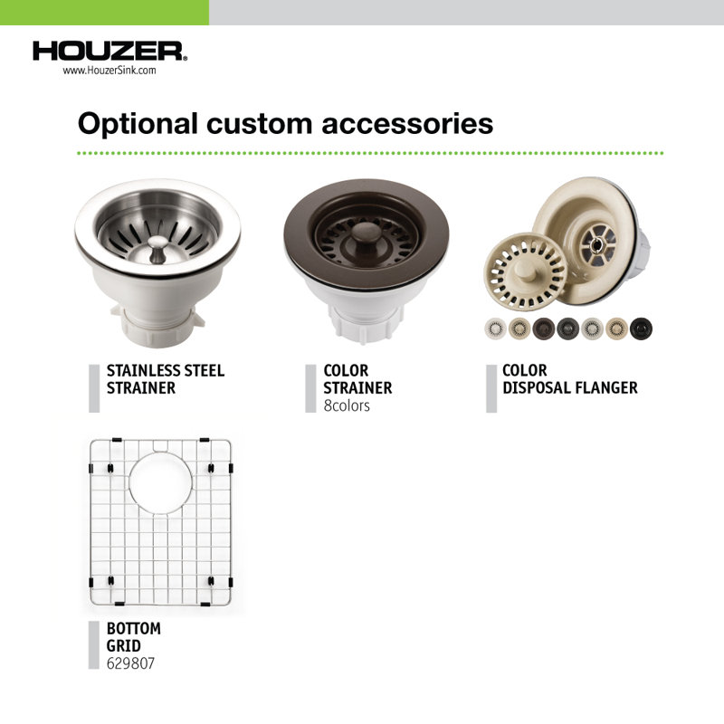 Houzer 33 in Granite Composite Topmount 50/50 Double Bowl Kitchen Sink, Slate