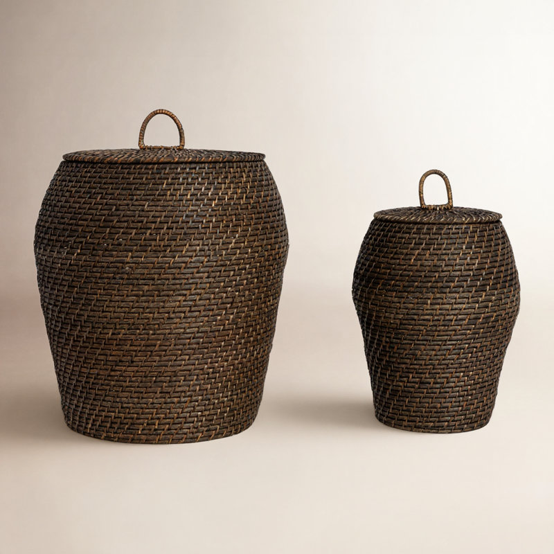 Hand Woven Rattan Decorative Basket, Black