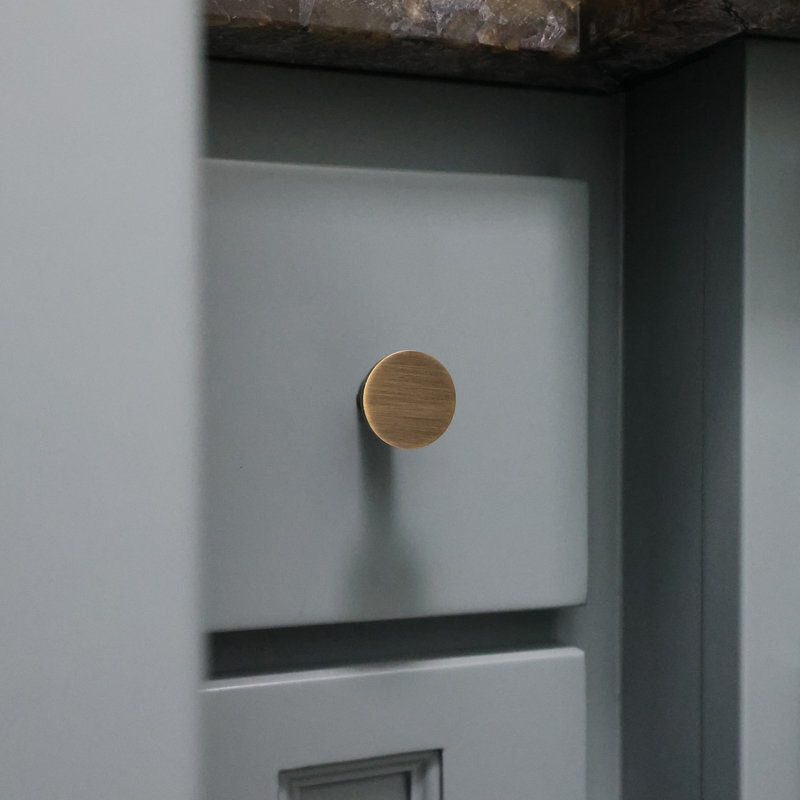 Knurled Cabinet Knob, Aged Brass
