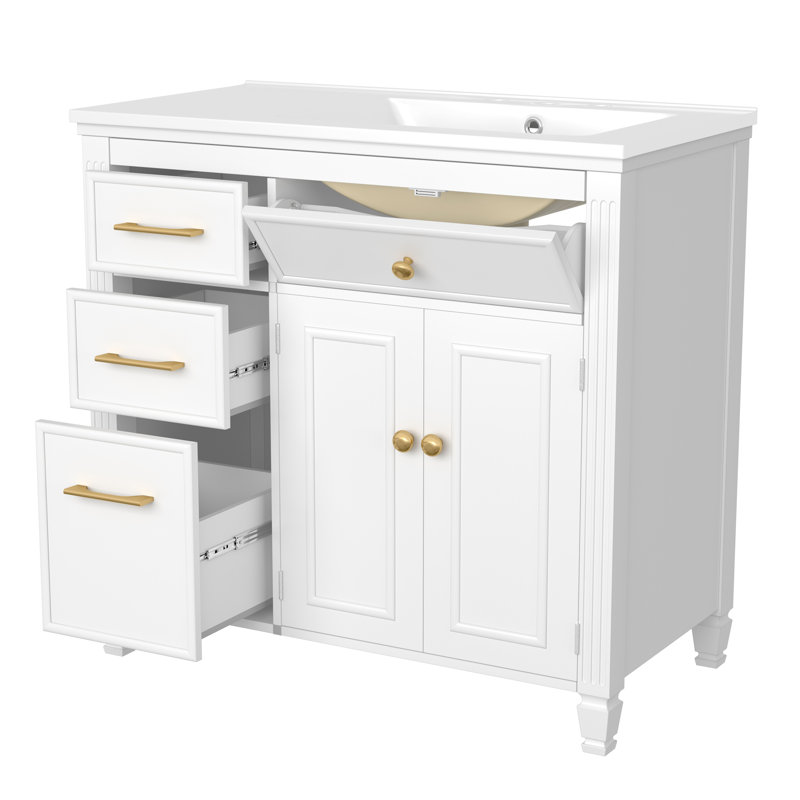 Meuble-lavabo 36 po avec lavabo, Blanc